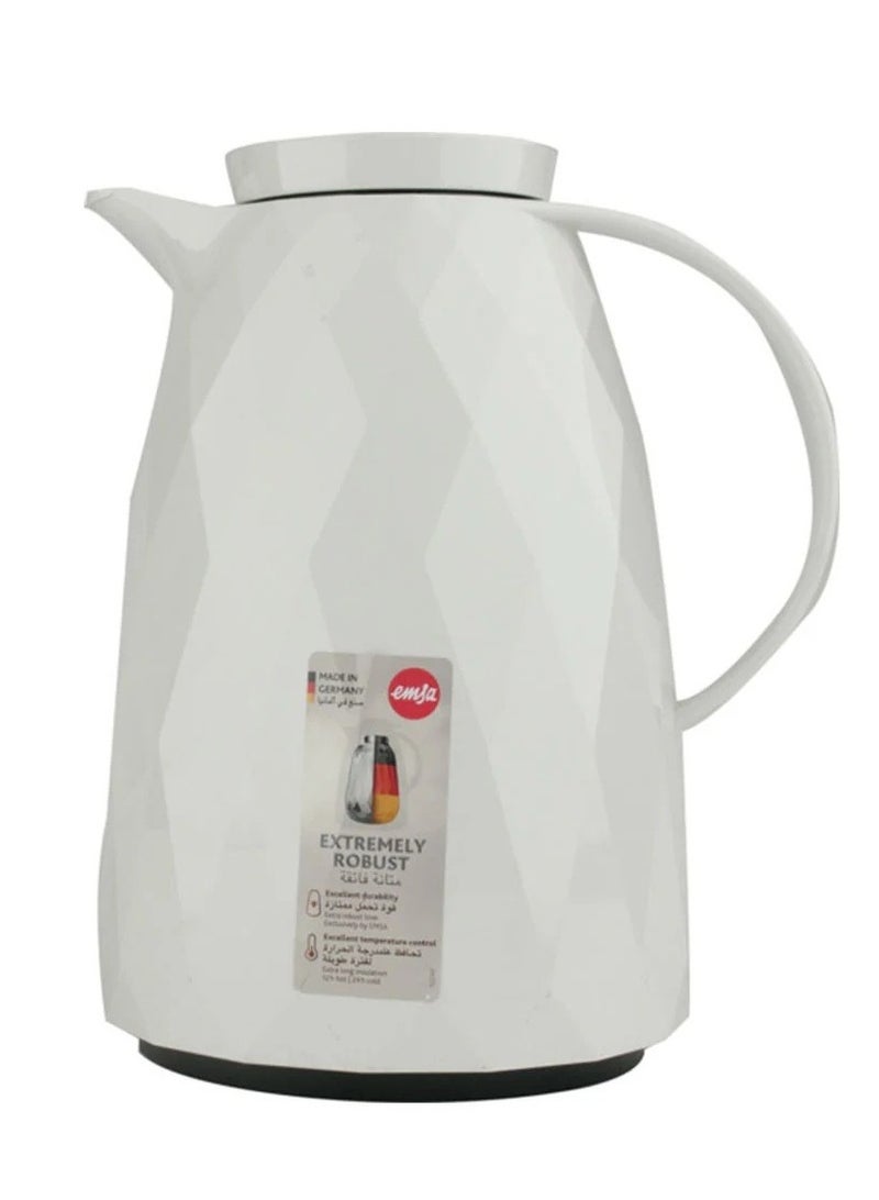 EMSA German Thermos, white, wavy, with a luxurious design, 1 liter capacity