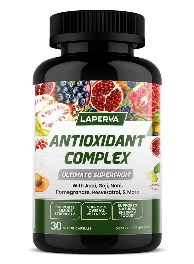 Laperva Antioxidant Complex Ultimate Superfruit, 30 Veggie Capsules, Acai, Goji, Pomegranate & Resveratrol, Daily Wellness & Energy Support