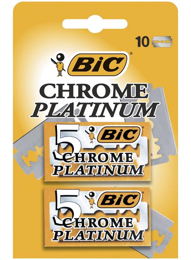 Bic ماكينة حلاقة آمنة ذات حدين من الكروم البلاتيني، شفرات مفردة للاستخدام مرة واحدة، عبوة من 10 قطع من الفولاذ المقاوم للصدأ - Image 1
