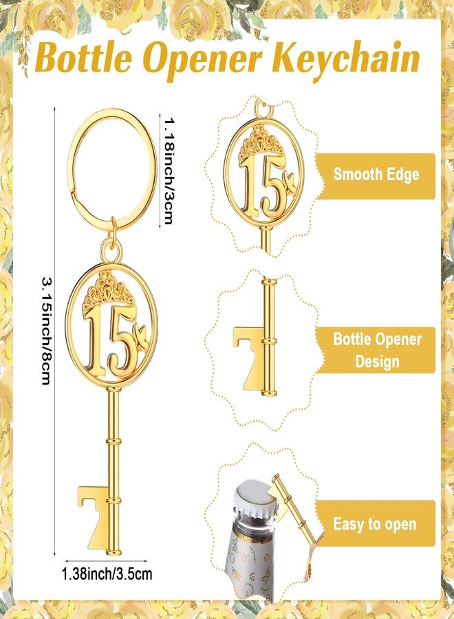 Sliner 25 Sets Quinceanera Party Favors for Guests 15 Birthday Keychain 15 Years Old Bottle Opener Thank You Tags Quinceanera Gift 15 Birthday Quince Party Souvenirs for Girl Adults - Image 2
