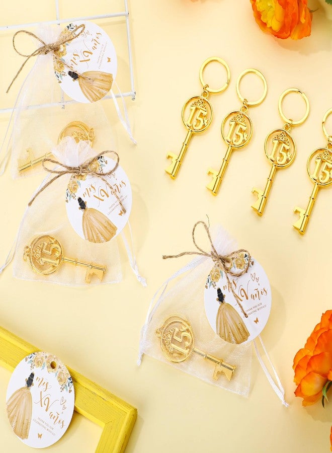 Sliner 25 Sets Quinceanera Party Favors for Guests 15 Birthday Keychain 15 Years Old Bottle Opener Thank You Tags Quinceanera Gift 15 Birthday Quince Party Souvenirs for Girl Adults - Image 4