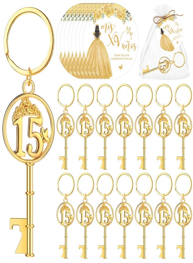 Sliner 25 Sets Quinceanera Party Favors for Guests 15 Birthday Keychain 15 Years Old Bottle Opener Thank You Tags Quinceanera Gift 15 Birthday Quince Party Souvenirs for Girl Adults - Image 1