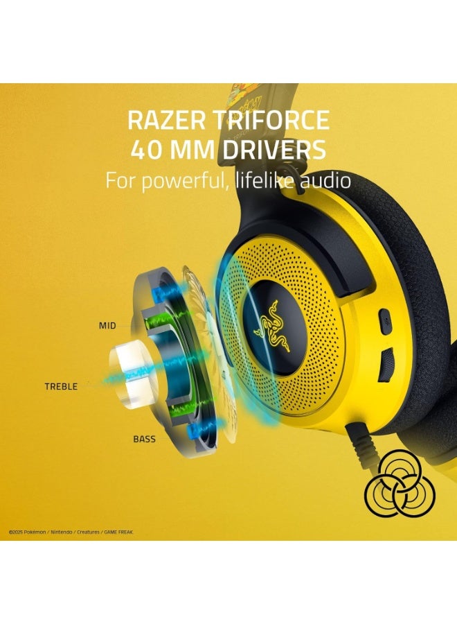 Razer Kraken V4 X Wired Gaming Headset: 40 mm Drivers - Cardioid Mic - Memory Foam Cushions - Chroma RGB Lighting - Type C & Type A Cable - for PC, Mac, PS5, Nintendo Switch - Pokémon Edition I RZ04-05180300-R3M1 - Image 2