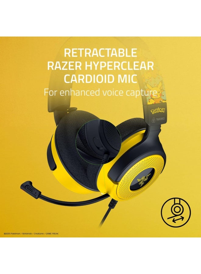 Razer Kraken V4 X Wired Gaming Headset: 40 mm Drivers - Cardioid Mic - Memory Foam Cushions - Chroma RGB Lighting - Type C & Type A Cable - for PC, Mac, PS5, Nintendo Switch - Pokémon Edition I RZ04-05180300-R3M1 - Image 4
