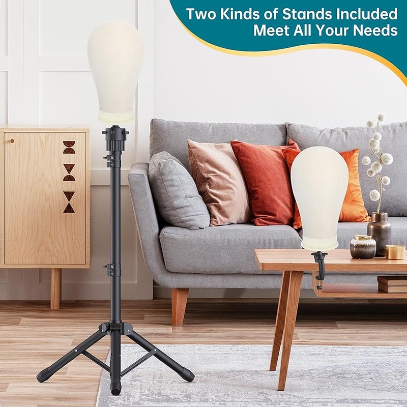 Retbtnm Wig Stand with Head 50 Inches, Wig Head Stand with 22 Inches Mannequin Head, Height Adjustable Metal Tripod Wig Stand, Manikin Head Set for Wigs Display Making Hair Weave and Styling - Image 5