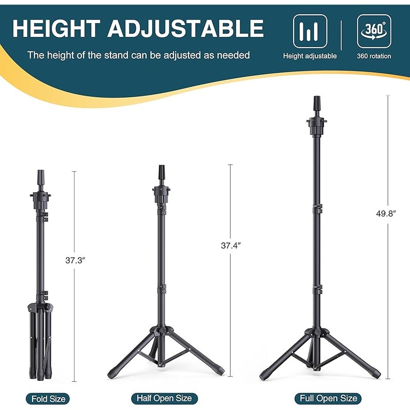 Retbtnm Wig Stand with Head 50 Inches, Wig Head Stand with 22 Inches Mannequin Head, Height Adjustable Metal Tripod Wig Stand, Manikin Head Set for Wigs Display Making Hair Weave and Styling - Image 3