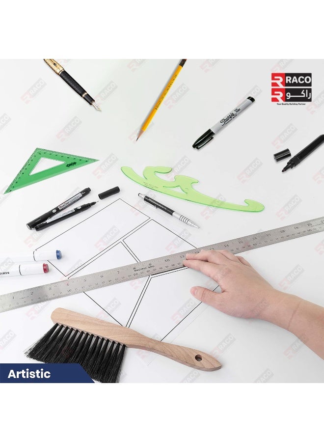 راكو مسطرة راكو المصنوعة من الفولاذ المقاوم للصدأ، مقاس 120 سم (48 بوصة)، ميزان قياس معدني عالي التحمل مع طاولة تحويل للاستخدام في المدارس والمكاتب والمنازل والمهندسين المعماريين والمهندسين والحرفيين - Image 5