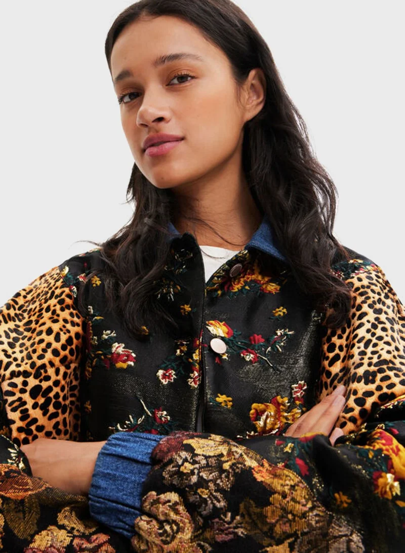 DESIGUAL Printed Button Detail Jacket
