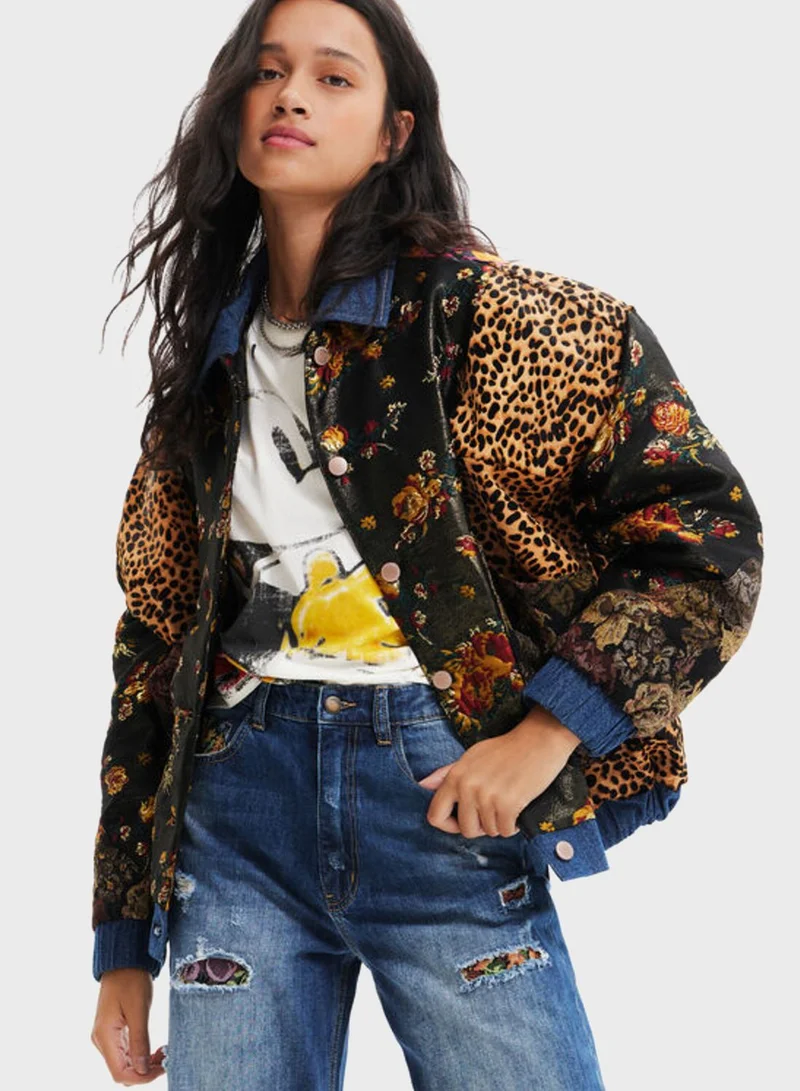 DESIGUAL Printed Button Detail Jacket