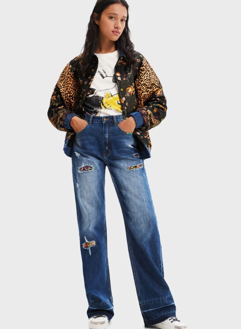 DESIGUAL Printed Button Detail Jacket