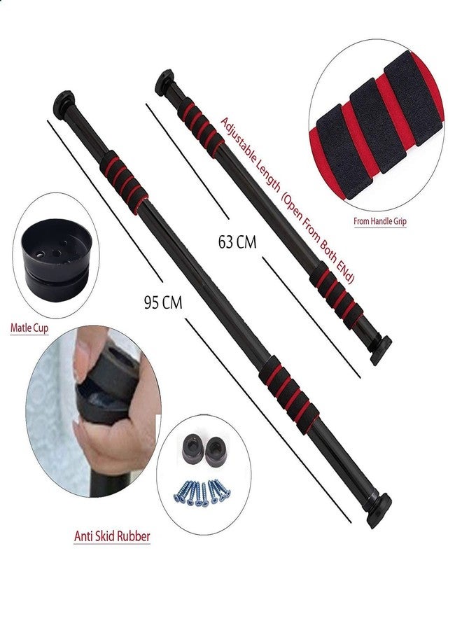 LAFILLETTE Adjustable Abdominal Training Bar, Exercise Bar, Pull-up Door Bar, Multi-Exerciser with Adjustable Size (Red) - Image 2
