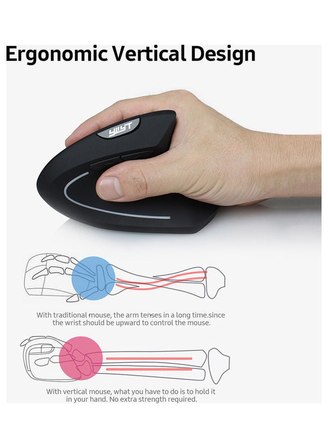 NIBEMINENT 2.4G Wireless Vertical Optical Mouse With USB Receiver Black - Image 4