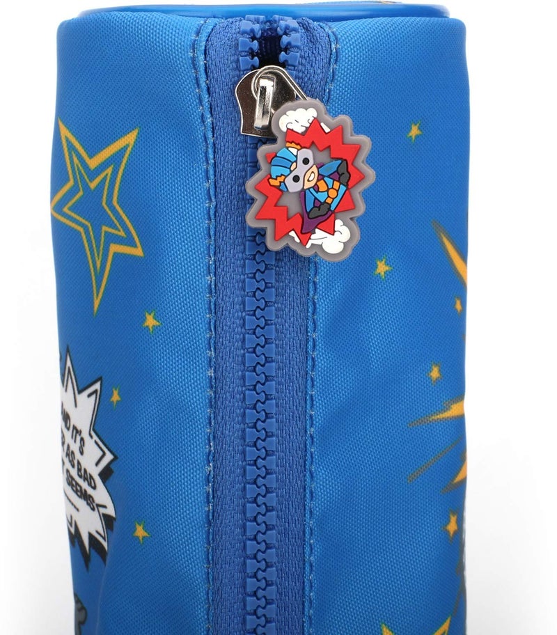 QIPS Cylindrical Shaped Zip Closure Printed Pencil Bag (Superhero Art) - Image 4