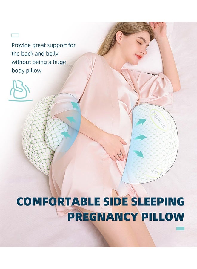 TodyJeyHo Pregnant women's sleep pillow, suitable for side lying, with soft support for the back, legs, abdomen, and HIPS of pregnant women's bodies. The pillowcase is detachable and adjustable with a wedge-shaped pillow (green) - Image 3