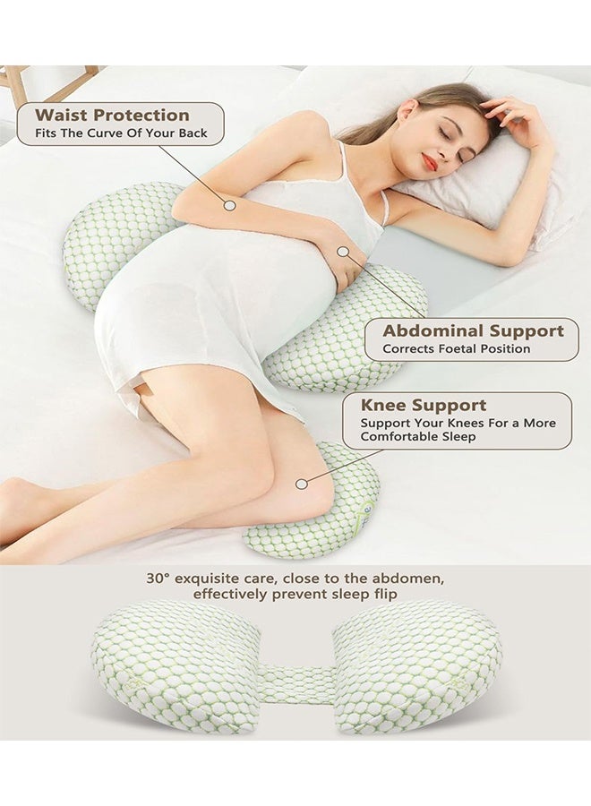 TodyJeyHo Pregnant women's sleep pillow, suitable for side lying, with soft support for the back, legs, abdomen, and HIPS of pregnant women's bodies. The pillowcase is detachable and adjustable with a wedge-shaped pillow (green) - Image 2