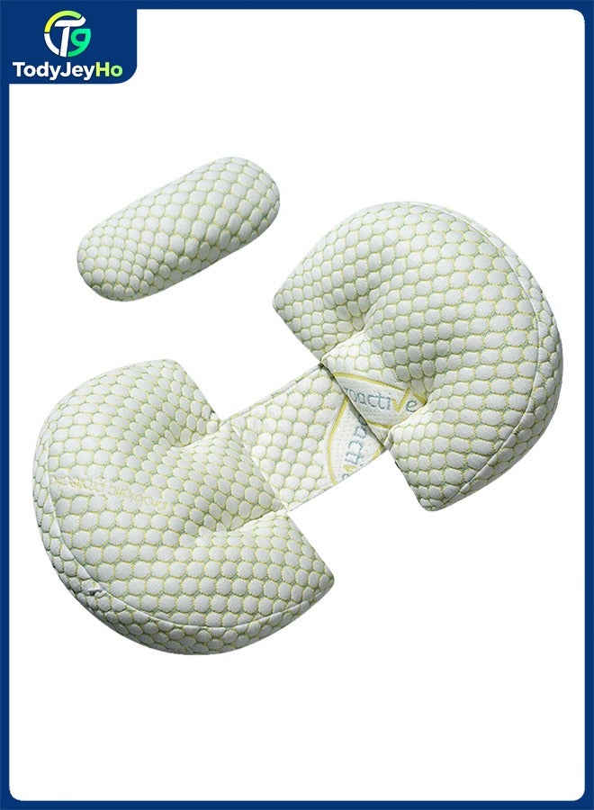 TodyJeyHo Pregnant women's sleep pillow, suitable for side lying, with soft support for the back, legs, abdomen, and HIPS of pregnant women's bodies. The pillowcase is detachable and adjustable with a wedge-shaped pillow (green) - Image 1