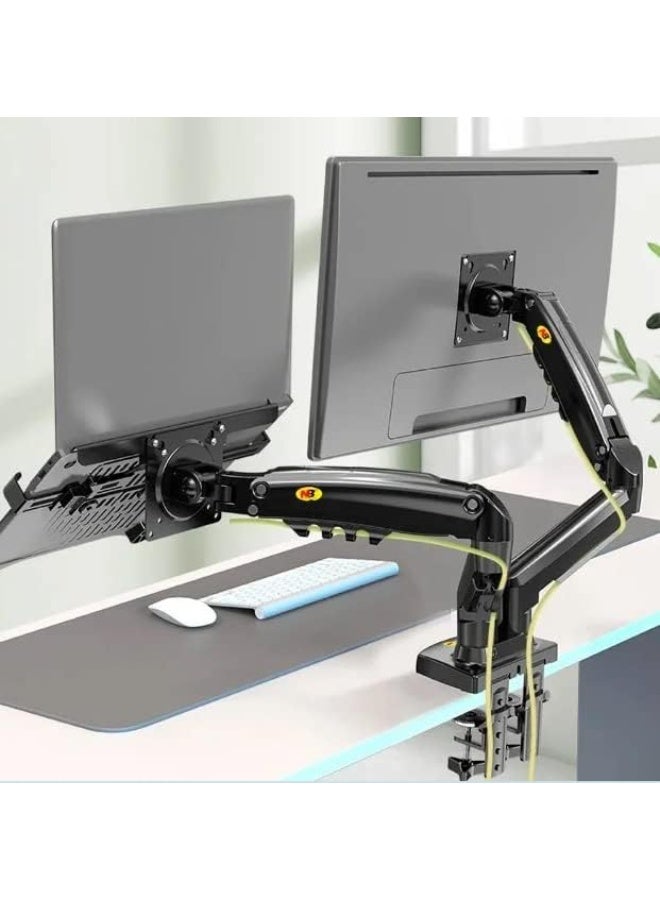 F160-FP Laptop Stand with Adjustable Tray for 10-17 inch Laptops, Full Motion Arm with VESA Plate for 17-30 inch Monitors, and Clip Mounting - Image 2