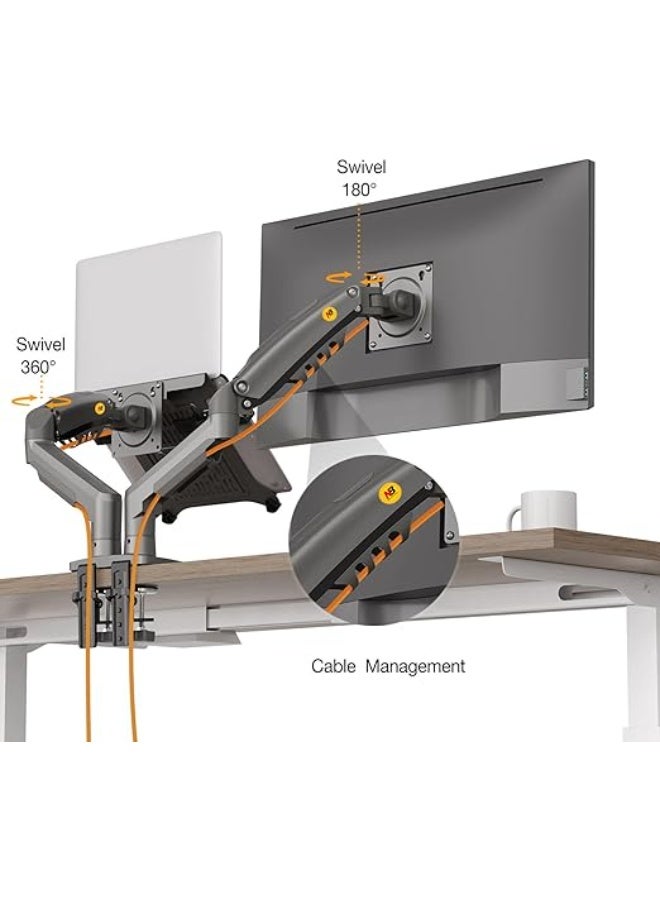 F160-FP Laptop Stand with Adjustable Tray for 10-17 inch Laptops, Full Motion Arm with VESA Plate for 17-30 inch Monitors, and Clip Mounting - Image 4
