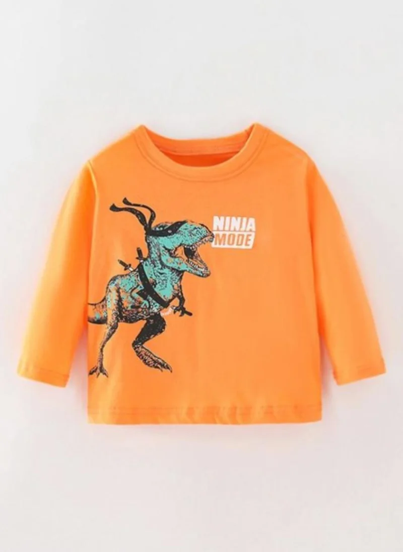 YUNIQEE Orange Graphic Printed Round Neck T-shirt