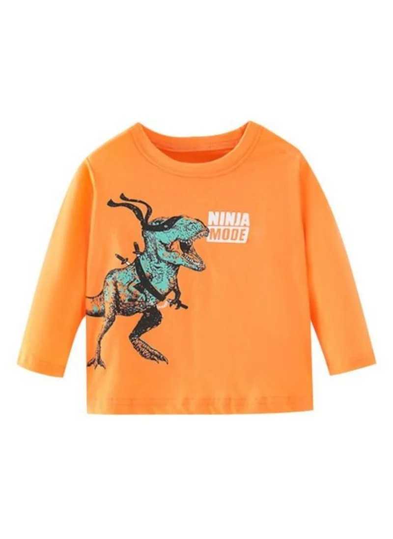 YUNIQEE Orange Graphic Printed Round Neck T-shirt