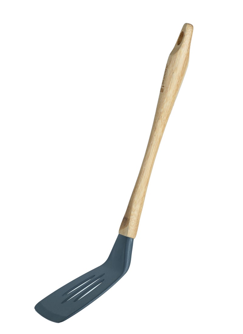 BERGNER EARTH NYLON(PBT) SLOTTED TURNER WITH BABOO HANDLE 33.5 CM, WOODEN BROWN/GREY COLOR, BG39105GY  - Image 2