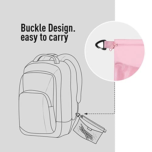 pack all Water-resistant Material Zipper Pouch, Mesh Zipper Bags for Storage, Travel, Office (Pink, Small) - Image 5