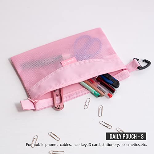 pack all Water-resistant Material Zipper Pouch, Mesh Zipper Bags for Storage, Travel, Office (Pink, Small) - Image 2