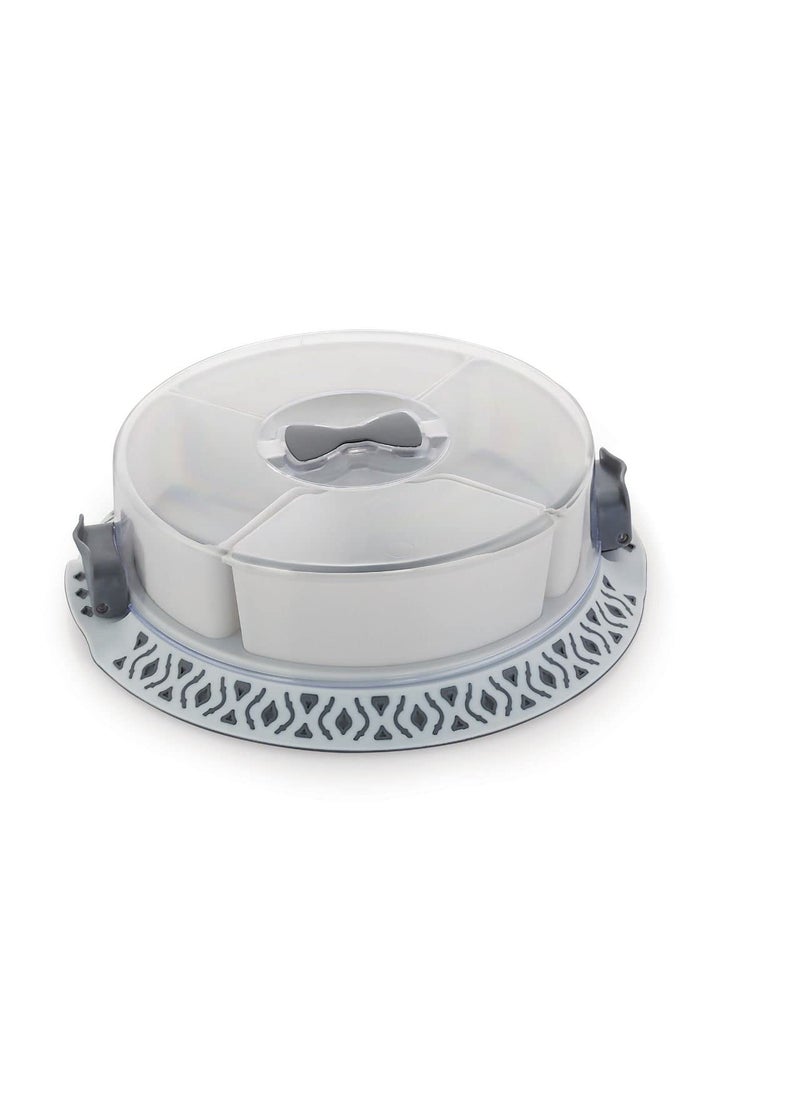 SHOPATHON INDIA SHOPATHON INDIA Decorative Design Festival Gift Dry Fruit Sweet Chocolate Container Box With Bottom Tray And AirTight Clear Lid CoverROUND  - Image 1