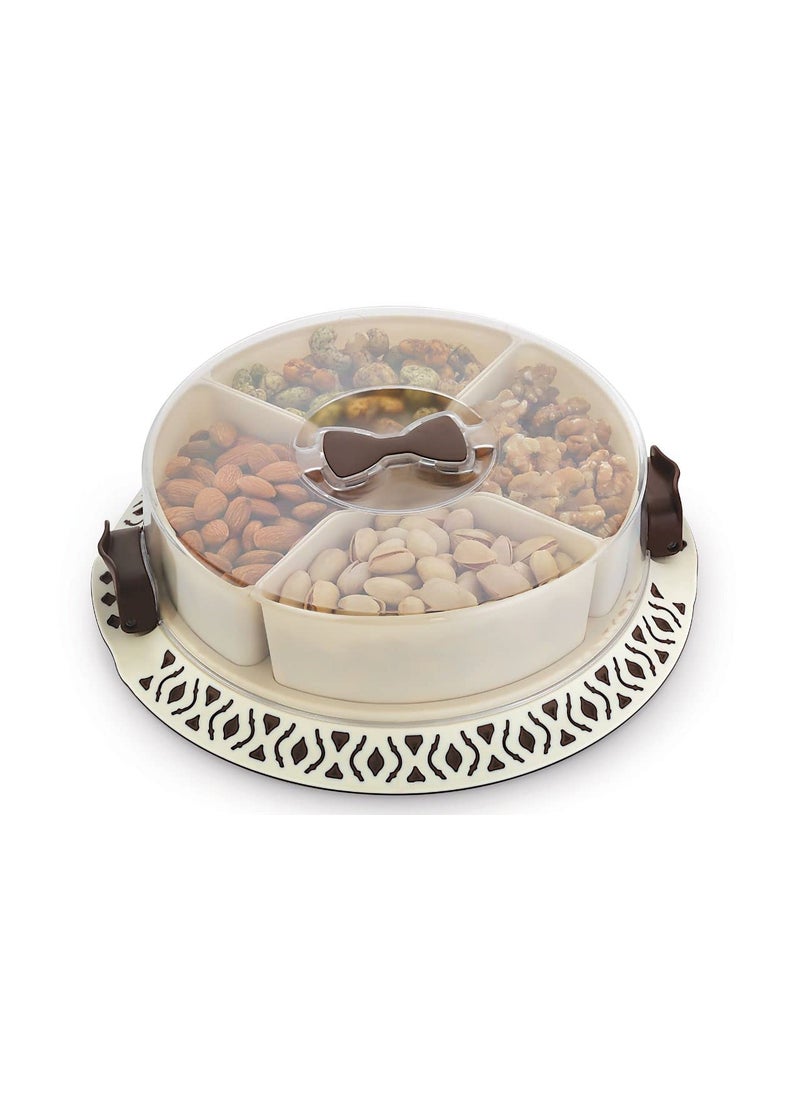 SHOPATHON INDIA SHOPATHON INDIA Decorative Design Festival Gift Dry Fruit Sweet Chocolate Container Box With Bottom Tray And AirTight Clear Lid CoverROUND  - Image 2
