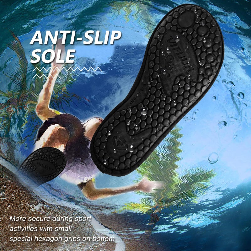 VIFUUR Water Sports Shoes Barefoot Quick-Dry Aqua Yoga Socks Slip-on for Men Women A Black 44-45 - Image 4