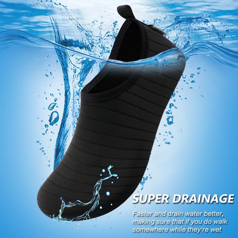 VIFUUR Water Sports Shoes Barefoot Quick-Dry Aqua Yoga Socks Slip-on for Men Women A Black 44-45 - Image 5