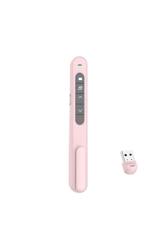 Pink Wireless Presentation Clicker with Hyperlink & Volume Control - RF 2.4GHz USB Presenter for Mac/PC/Keynote, Laser Pointer & Slide Advancer for PPT (Plug and Play) - Image 1