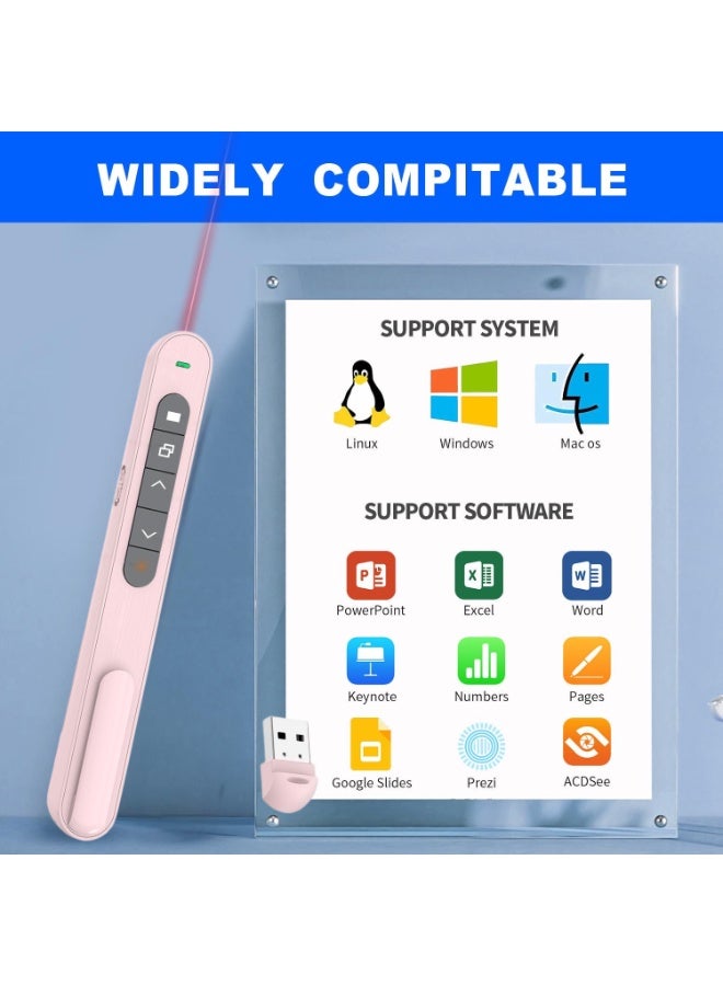 Pink Wireless Presentation Clicker with Hyperlink & Volume Control - RF 2.4GHz USB Presenter for Mac/PC/Keynote, Laser Pointer & Slide Advancer for PPT (Plug and Play) - Image 4