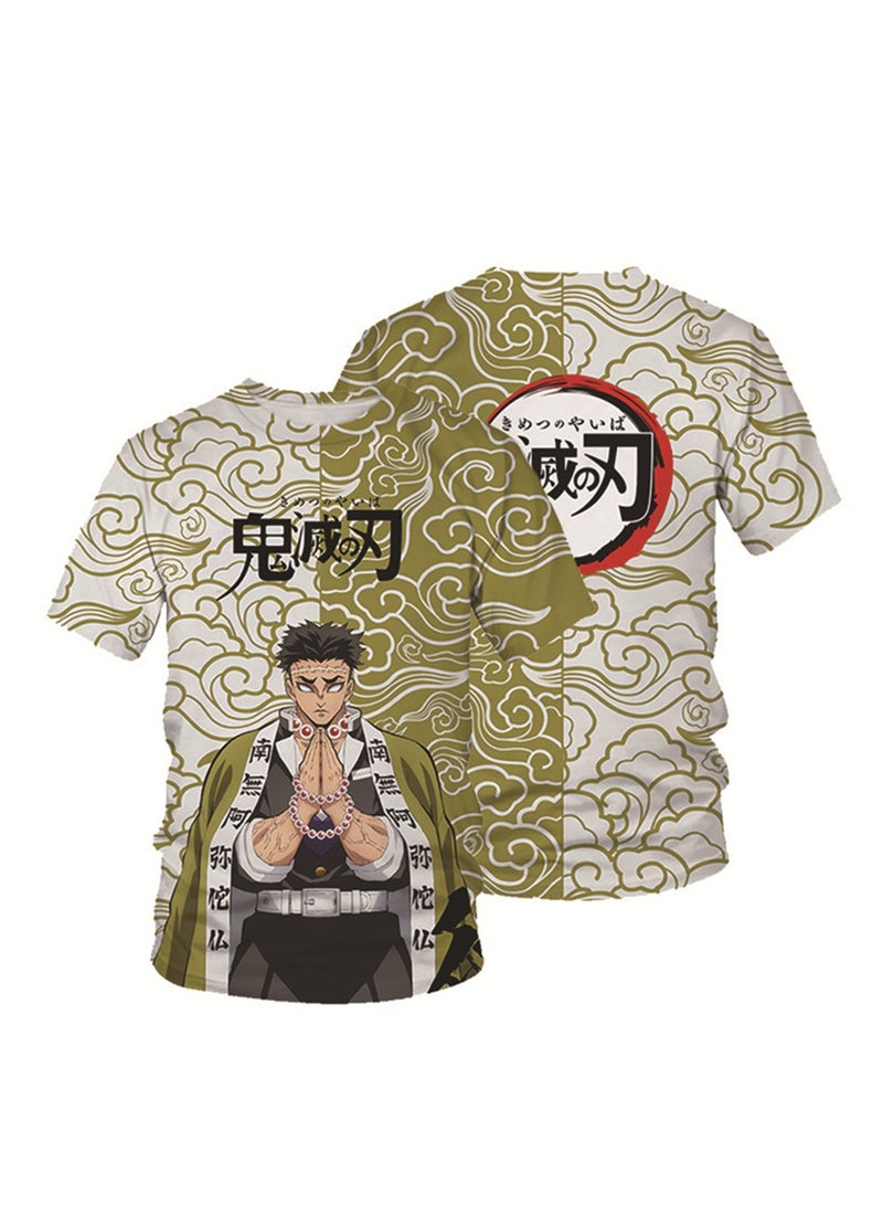 Summer adult and children anime Demon Slayer cartoon pattern 3d T-shirt printed short-sleeved top - Image 1