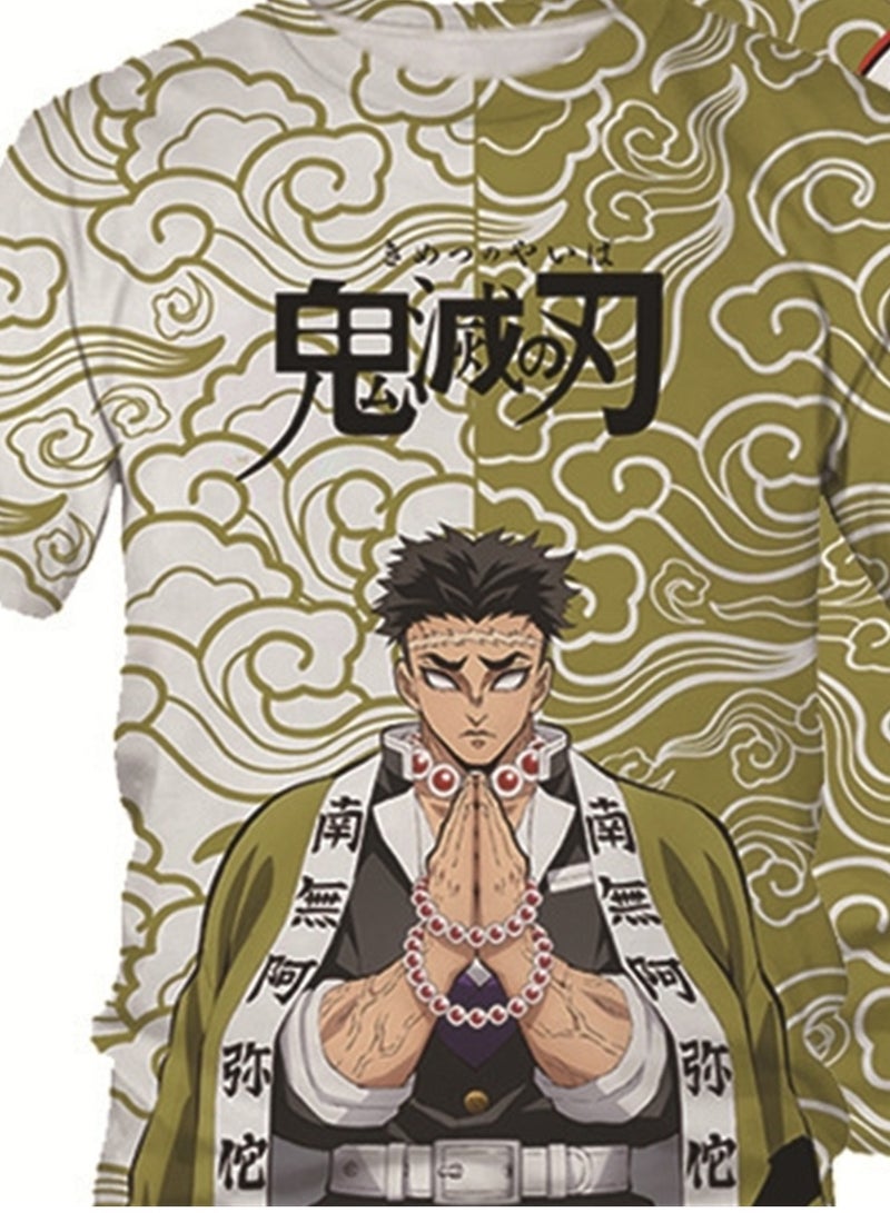 Summer adult and children anime Demon Slayer cartoon pattern 3d T-shirt printed short-sleeved top - Image 3