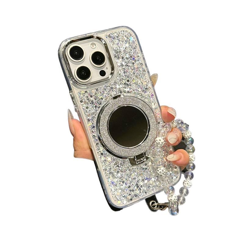 غطاء واقي | مرآة لامعة | Mirror | Cream Glue | حامل قابل للطي | مقاوم للصدمات لـ iPhone 17 / 17 Air / 17 Pro / 17 Pro Max - Image 1