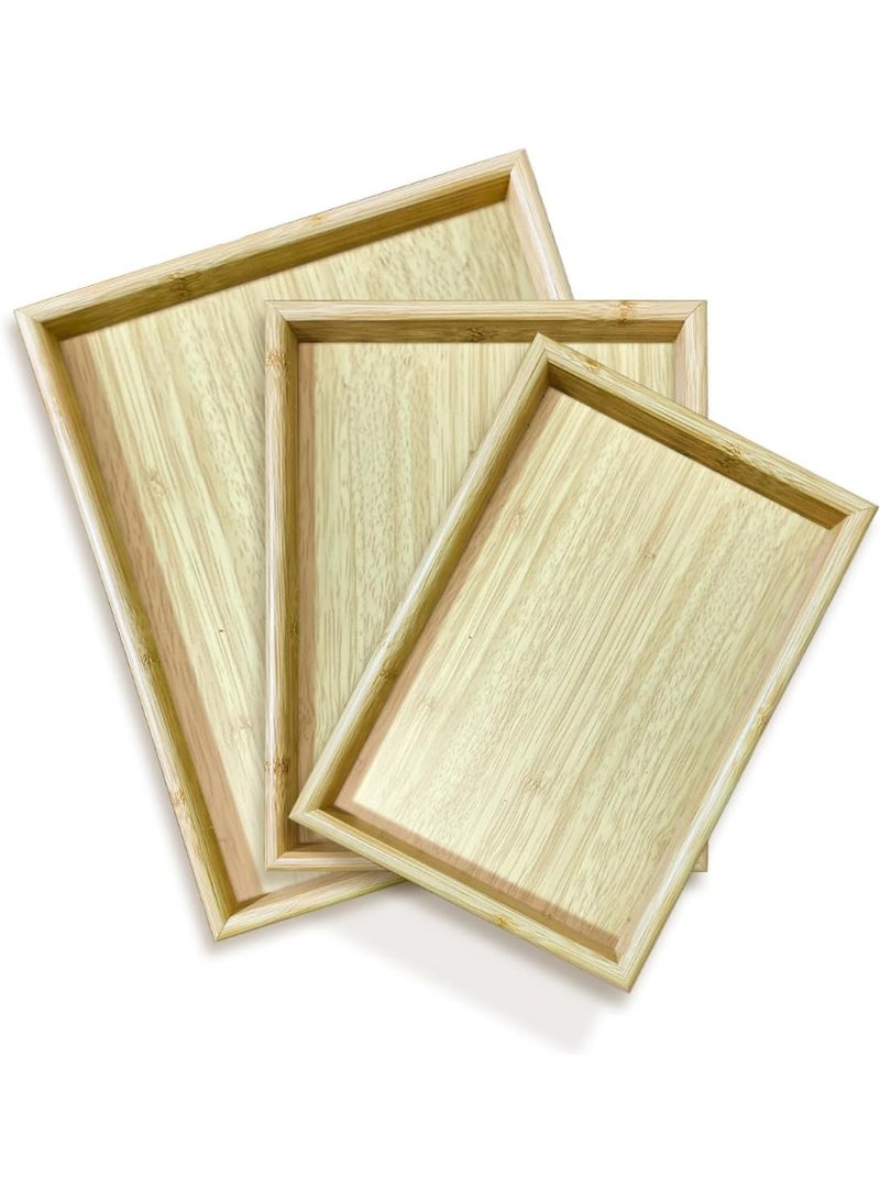 طقم صواني تقديم خشب 3 قطع – مقاسات مختلفة - Image 1