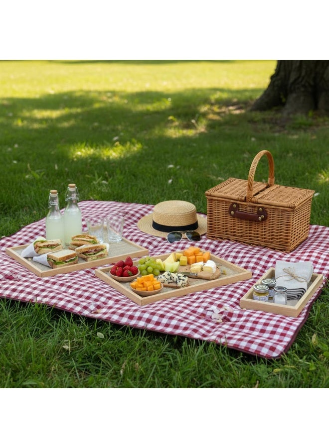 طقم صواني تقديم خشب 3 قطع – مقاسات مختلفة - Image 3