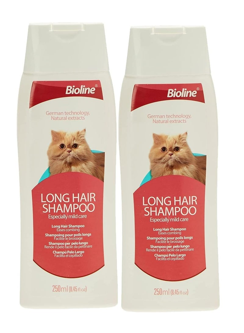 Bioline Long Hair Shampoo For Cats Mild Care 2X250ml - Image 1
