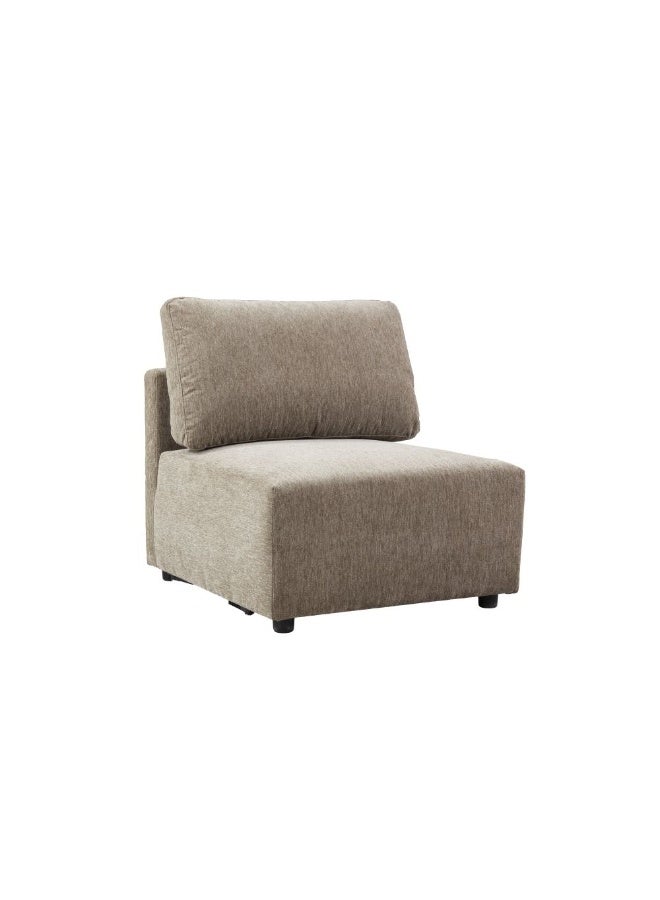 Benjo 1 Seater Armless Fabric Modular Sofa | Modern Design Single Seater Chair | Comfortable Living Room Furniture L80xW92xH90cm - Brown
