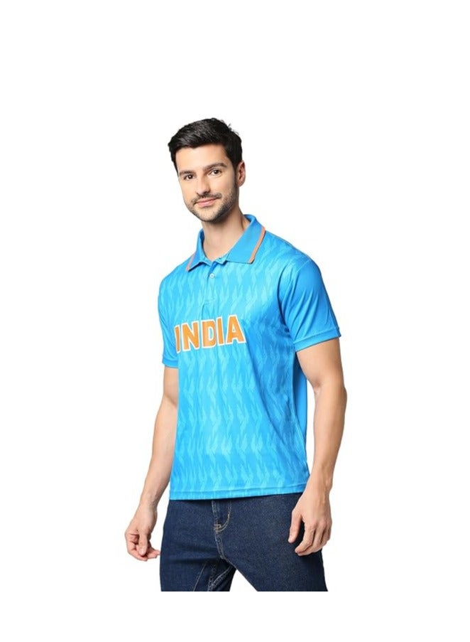 يونيريك قميص مشجعي الكريكيت الهنود للرجال | قميص مشجعي الكريكيت | قميص كريكيت فاخر بتصميم أصيل | قميص هندي للرجال | نسيج قابل للتهوية لكأس الأبطال 2025 - Image 1