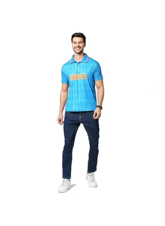 يونيريك قميص مشجعي الكريكيت الهنود للرجال | قميص مشجعي الكريكيت | قميص كريكيت فاخر بتصميم أصيل | قميص هندي للرجال | نسيج قابل للتهوية لكأس الأبطال 2025 - Image 5