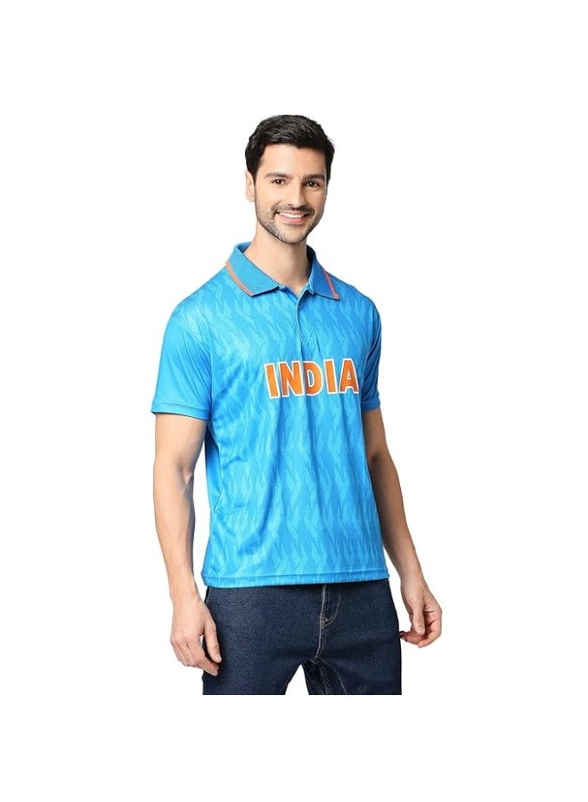 يونيريك قميص مشجعي الكريكيت الهنود للرجال | قميص مشجعي الكريكيت | قميص كريكيت فاخر بتصميم أصيل | قميص هندي للرجال | نسيج قابل للتهوية لكأس الأبطال 2025 - Image 2