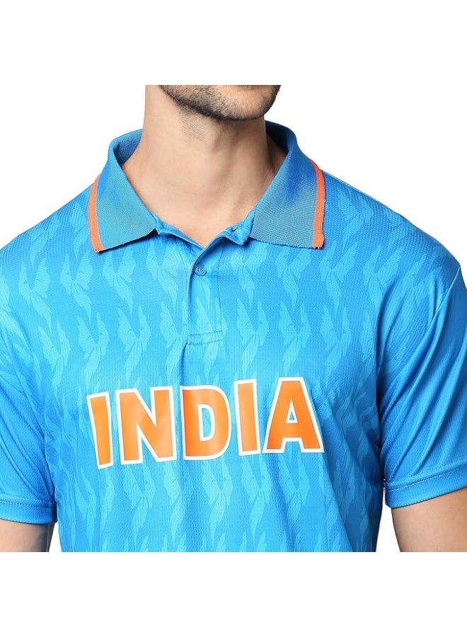 يونيريك قميص مشجعي الكريكيت الهنود للرجال | قميص مشجعي الكريكيت | قميص كريكيت فاخر بتصميم أصيل | قميص هندي للرجال | نسيج قابل للتهوية لكأس الأبطال 2025 - Image 4