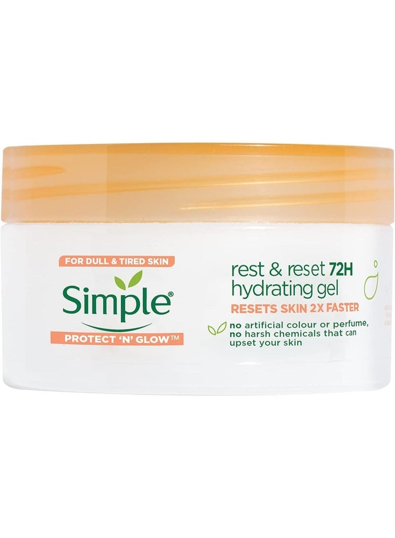 simple جل ترطيب بسيط Protect 'N' Glow Rest and Reset 72 ساعة خالي من القسوة ونباتي لتعزيز البشرة المتألقة 50 مل - Image 1