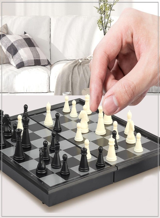 JBM ENTERPRISE Magnetic Folding Chess Set for Kids & Adults - Portable Travel Chess Board Game with Strong Magnetic Pieces, Educational Strategy Game with Storage - ABS Plastic, Black & White Design - Image 5