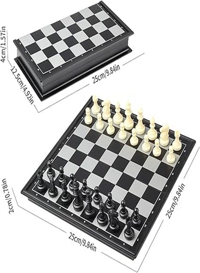 JBM ENTERPRISE Magnetic Folding Chess Set for Kids & Adults - Portable Travel Chess Board Game with Strong Magnetic Pieces, Educational Strategy Game with Storage - ABS Plastic, Black & White Design - Image 2