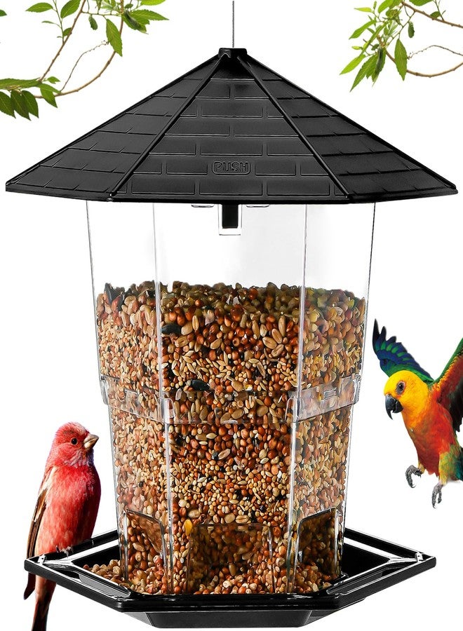 Jealoeur Bird Feeders for Outdoors Hanging, Bird Feeder with a Latch Feature, Wild Bird Seed for Outside Feeders and Garden Decoration Yard for Bird Watchers(Black, 1 Pack) - Image 1