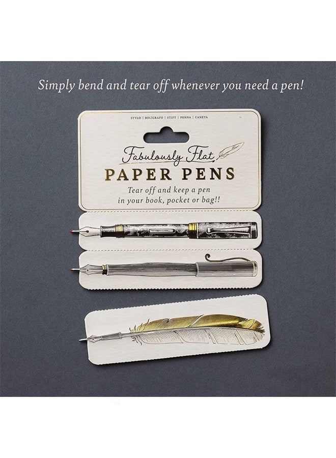 DAREU Set of 6 Fabulously Flat Paper Pens – Tear-Off Bookmark Pens with Gold Foil Designs & Black Ink – Portable Slim Writing Instruments - Image 3