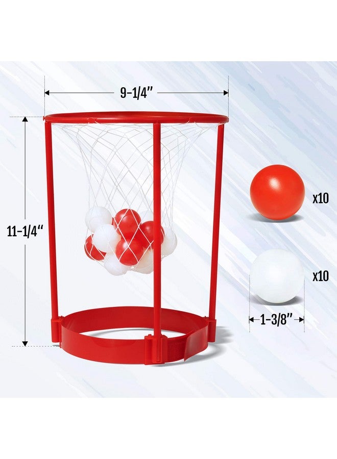 Novelty Place Head Hoop Basketball Party Game Set for Kids & Adults - 2 Adjustable Basketball Headband with 20 Balls - Red & White - Image 3